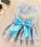 KUTKUT Stripe Dress for Small Dog Girl Puppy Clothes Female Princess Tutu Skirt Summer Shirt for Shih Tzu, Maltese Cat Pet Apparel Outfits - kutkutstyle
